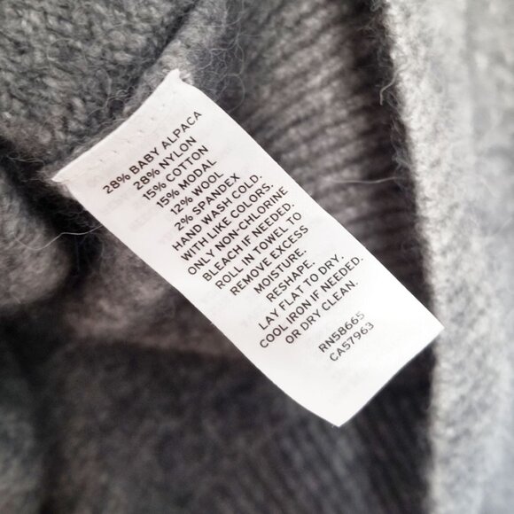 Nordstrom Women's L Balloon Sleeve Sweater Baby Alpaca Wool Blend Gray Soft $129 - Picture 13 of 16